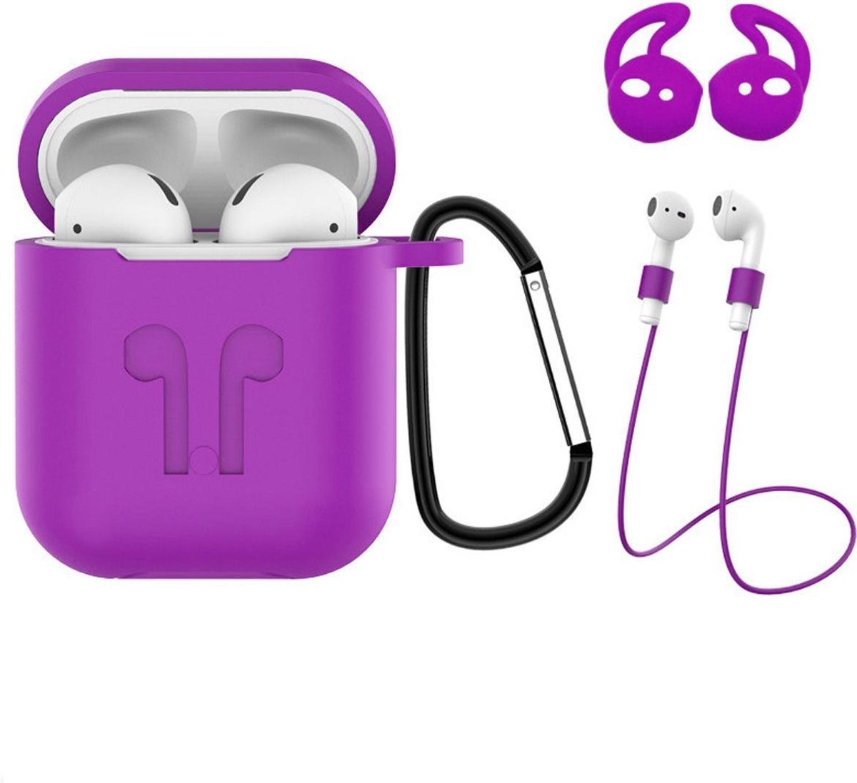Hoes voor Apple AirPods 2 Hoesje Case 3-in-1 Siliconen Cover - Paars