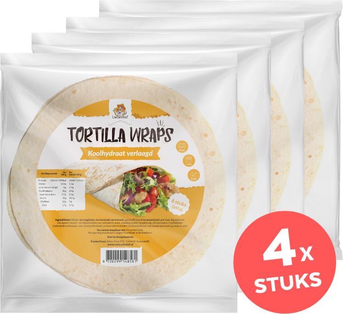 Lowcarbchef - Tortilla wraps 4x (6x40 gram) - Voordeelpakket