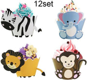 12 stuks jungle - dieren cupcake omslagen