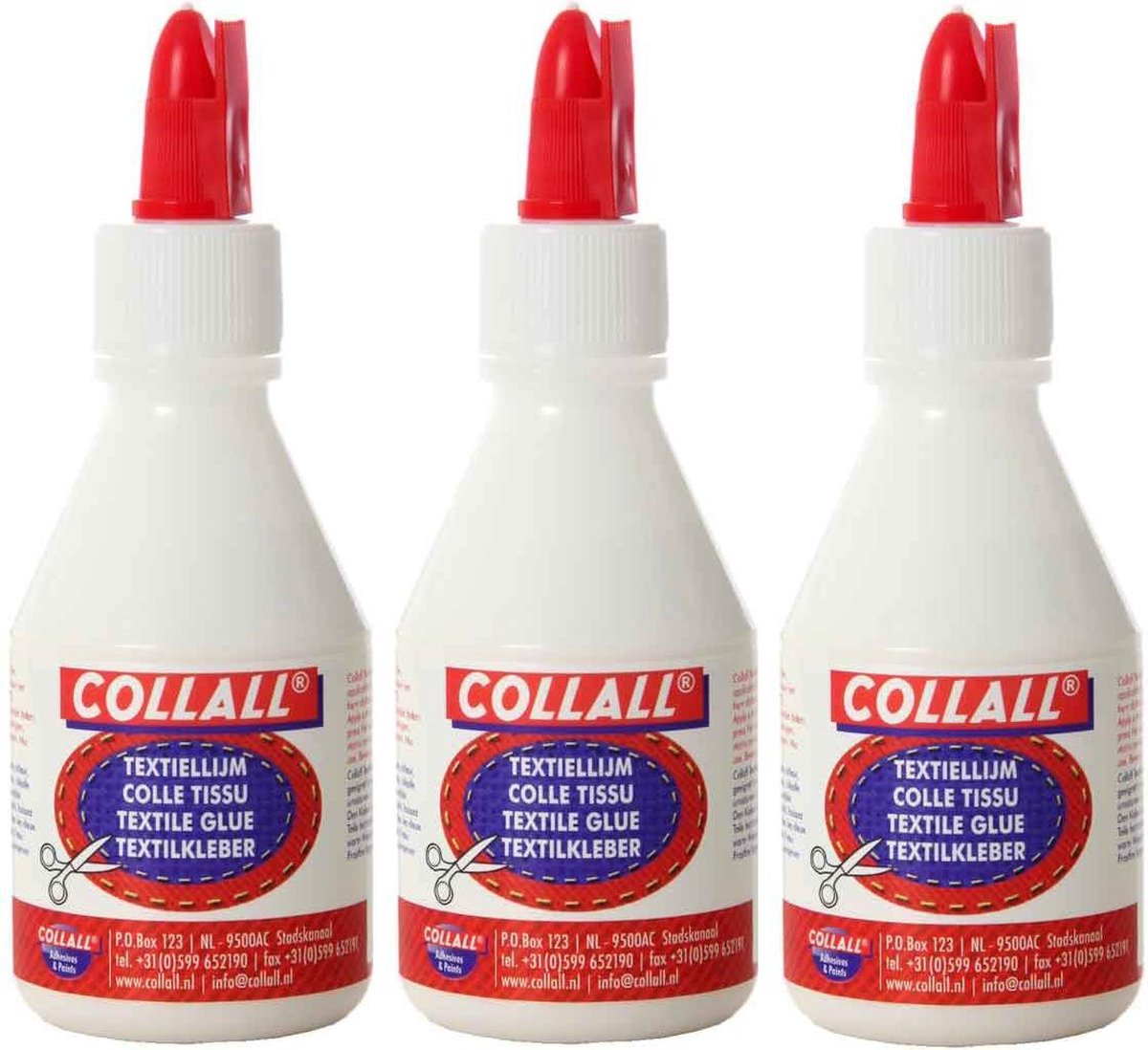 3x Textiellijm - Collall - Totaal 300ml - Met handige Spateldop