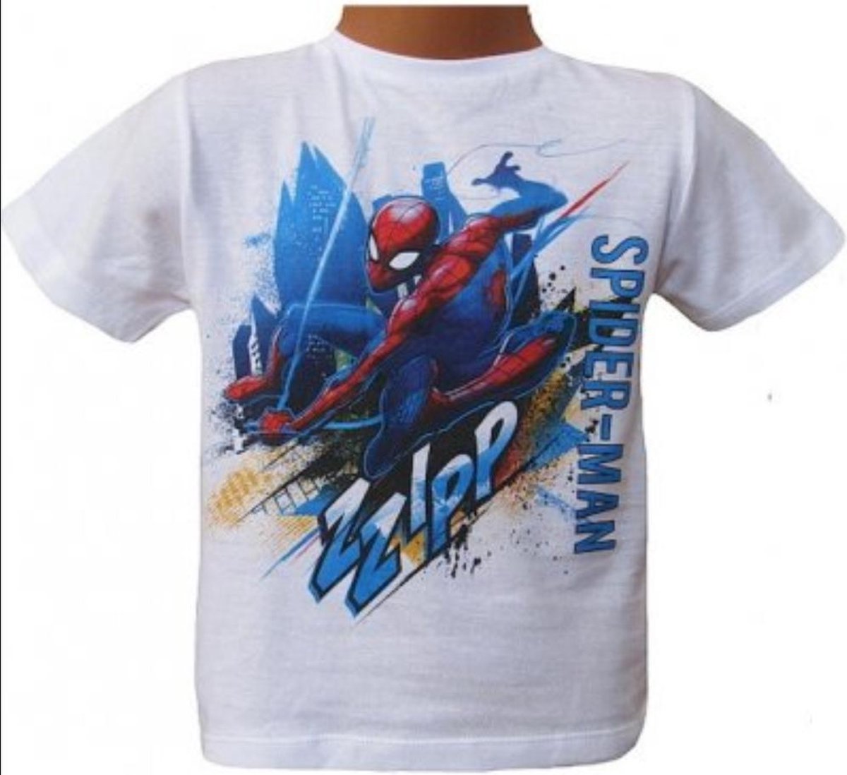 Marvel Ultimate Spider-Man - T-shirt - Model "Zzipp" - Wit - 128 cm - 8 jaar - 100% Katoen