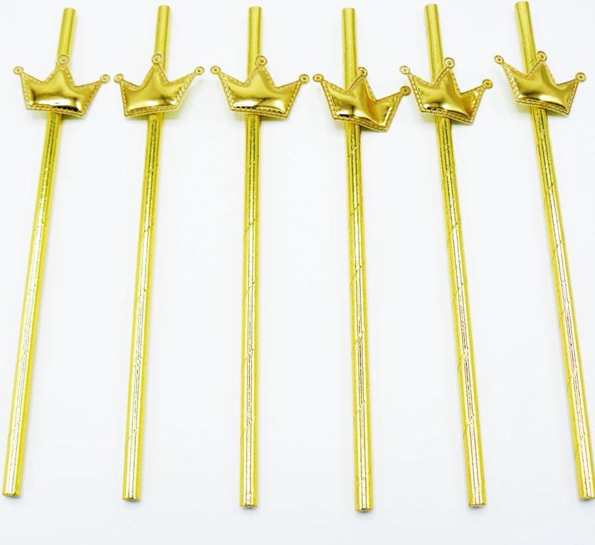 Doodadeals® | Gouden Papieren Rietjes met Gouden Kroontjes | Paper Straws | Feestje | 6 stuks