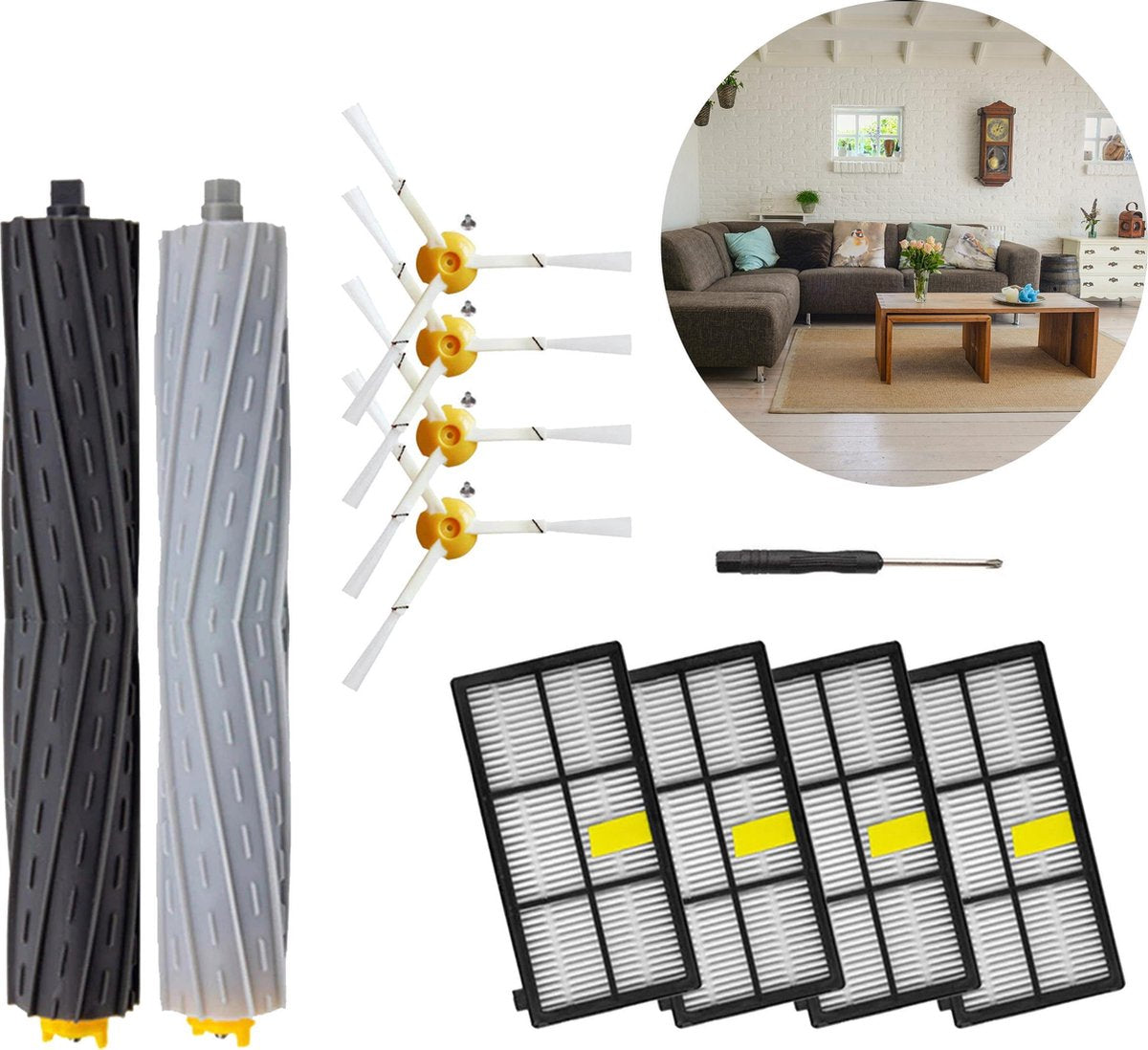 Stofzuiger onderdelen – Geschikt voor iRobot – Roomba 800/900 serie – Borstel Kit – HEPA Filter – 14-delige set – Onderhoudsset – Zijborstel - Stofzuiger Vervangingsset