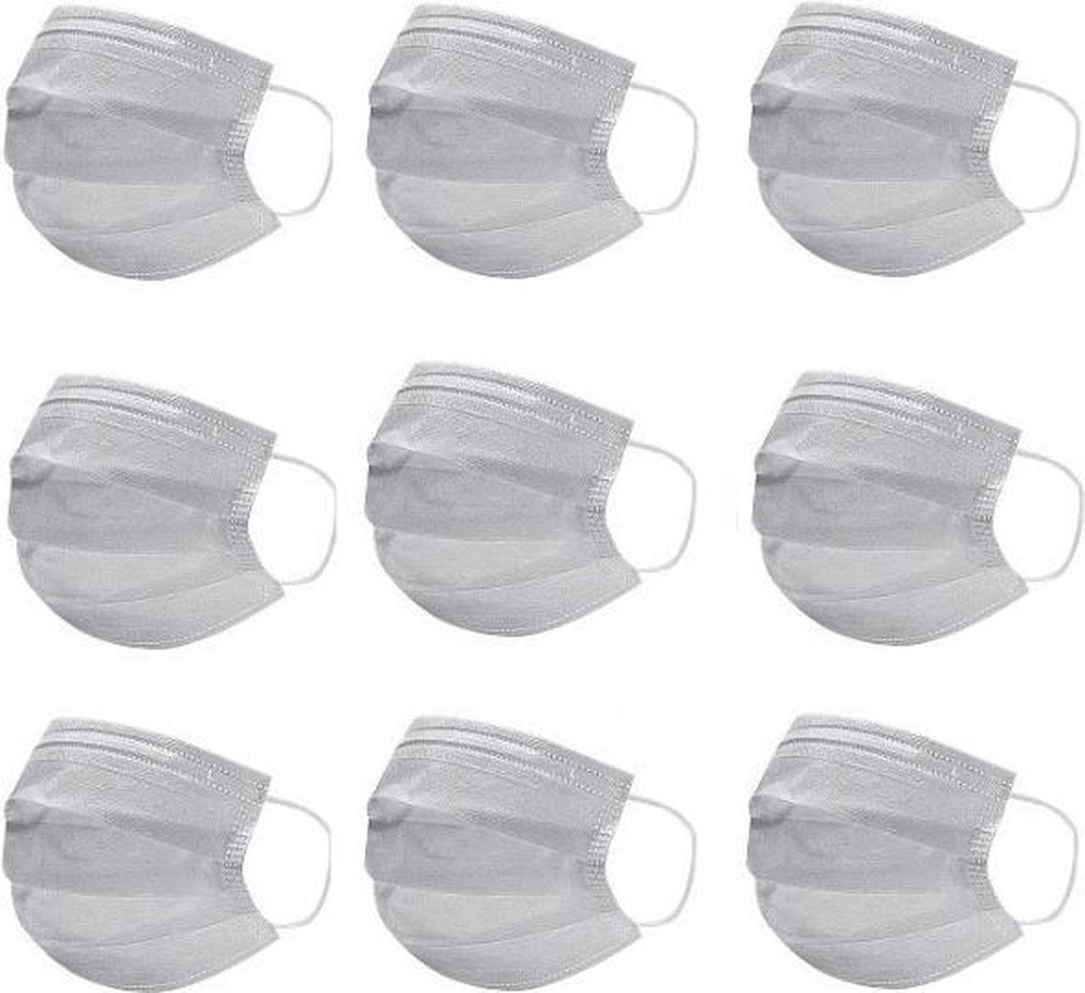 50 Grijze Wegwerp Mondmaskers | 50 Gekleurde Mondkapjes | Mondkapjes Grijs | 3 Laags | Hoogste Kwaliteitsgarantie