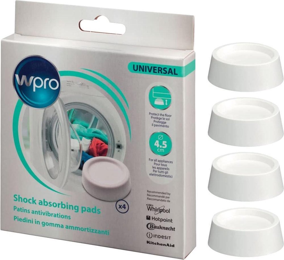 TrillingDempers WASMACHINE -WPRO SKA202 - Wasmachine Accessoires / vibratie-absorberende pads gemaakt van rubber / vibratiedemper / pakket van 4 - (WK 02122)