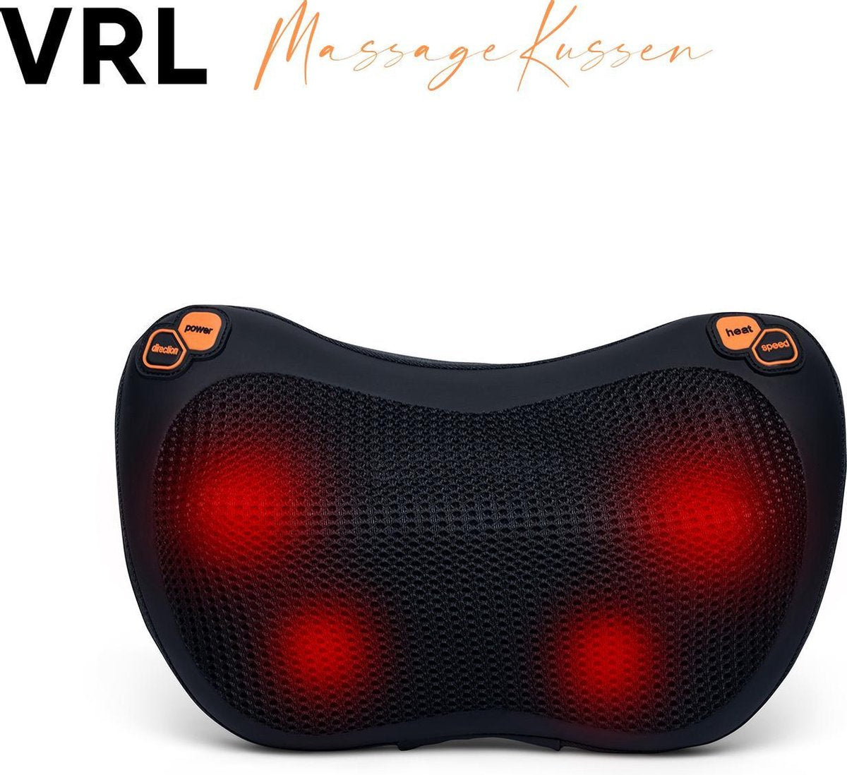VRL – Shiatsu Massagekussen met Warmtefunctie – Massage Apparaat Nek en Rug – Voor Thuis/Kantoor/Auto – Incl. Autoadapter