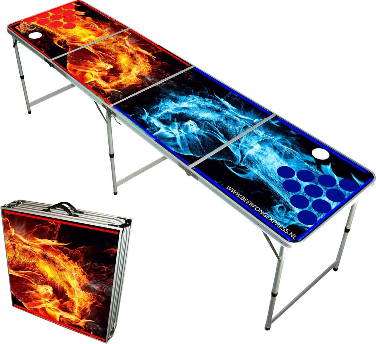 Beerpongexpress  -Beer Pong tafel - Hands of Fire Design - Opvouwbare Bierpongtafel met LED Verlichting – Gemakkelijk mee te nemen