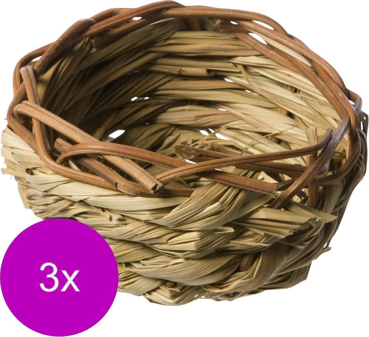 Adori Vogelnest M - Vogelbroedbenodigheden - 3 x Ø9 cm Gras Medium