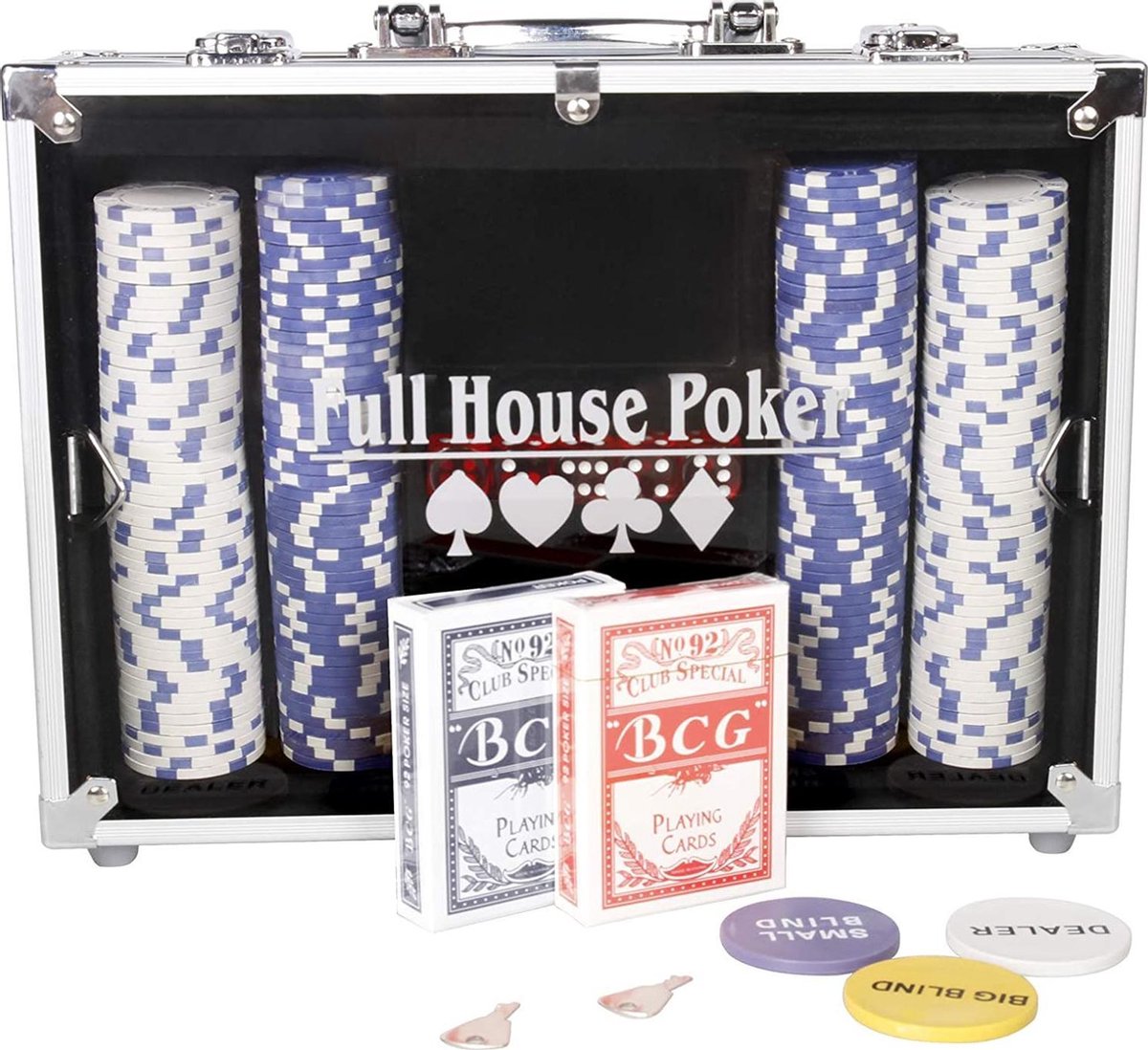 EverestPeak® Pokerset met 500 Poker Fiches en Pokermat - Inclusief Dealer Button