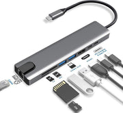 Bradey - 8-in-1 USB-C Hub - 4K HDMI - USB 3.0 - 1000 Mbps Ethernet
