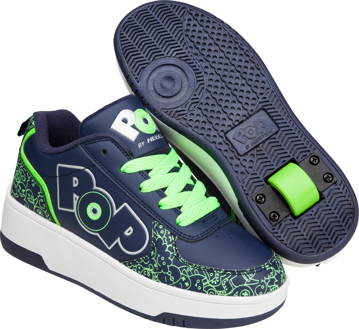 Heelys Pop Strike Sneakers voor Jongens (Blauw / Groen / Zilver)