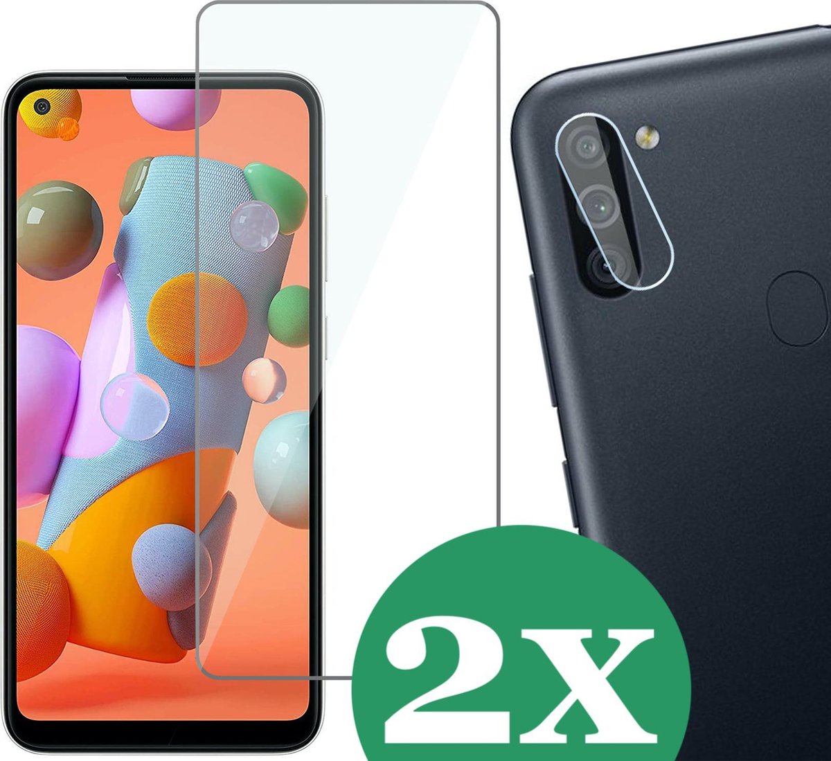 Samsung A11 Screenprotector - Samsung Galaxy A11 Screen Protector Glas en Samsung A11 Screenprotector Camera - 2 Stuks