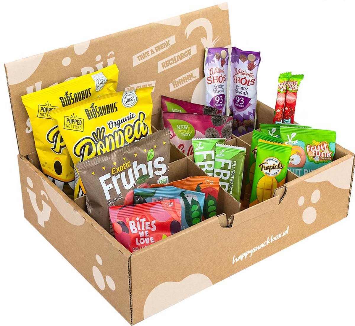 Happy Snackbox 18stk - Verantwoorde tussendoortjes - Snackpakket - Snoeppakket - Cadeau