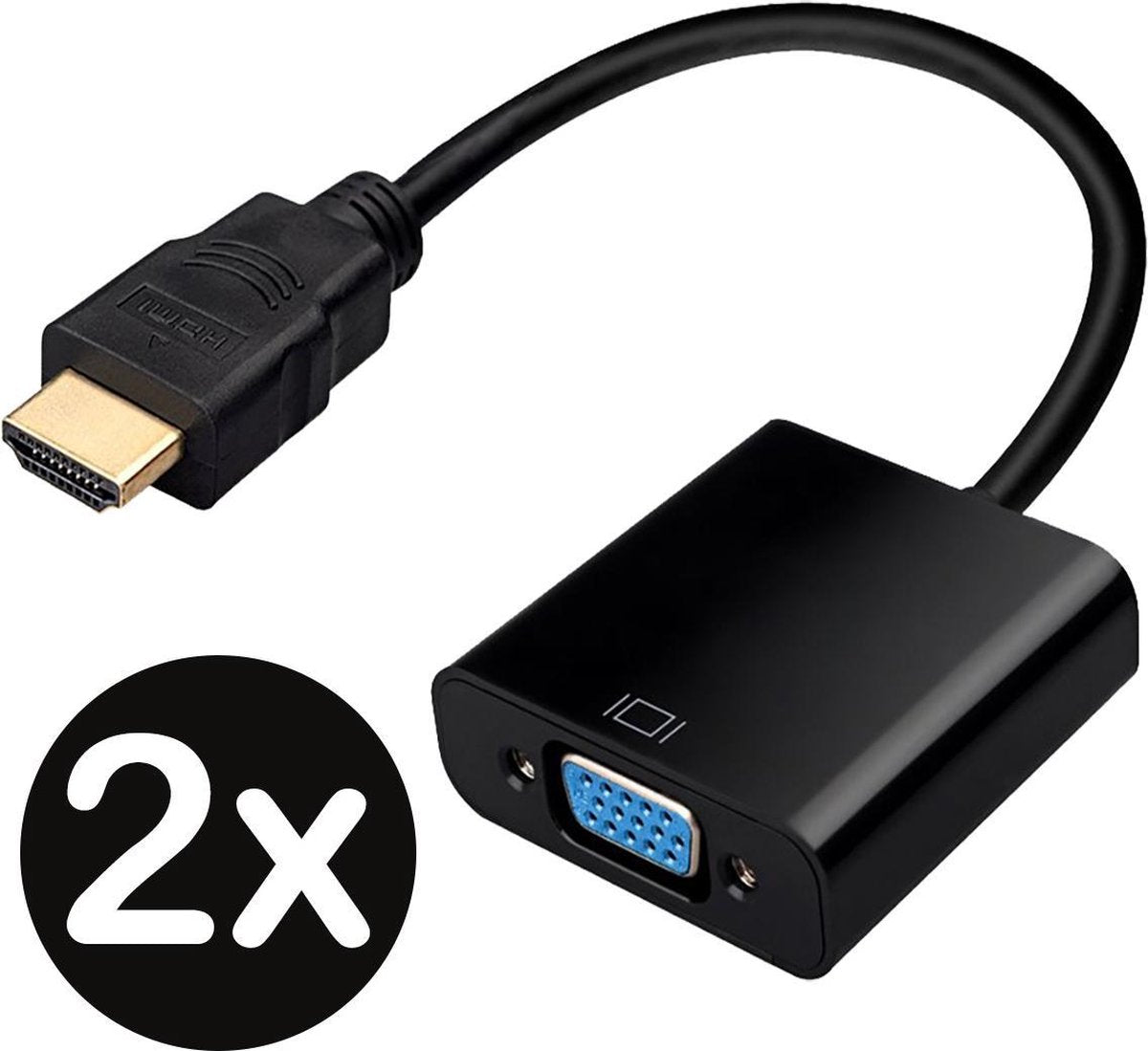 HDMI naar VGA Adapter Kabel Converter 1080p Full HD - Zwart - 2 PACK