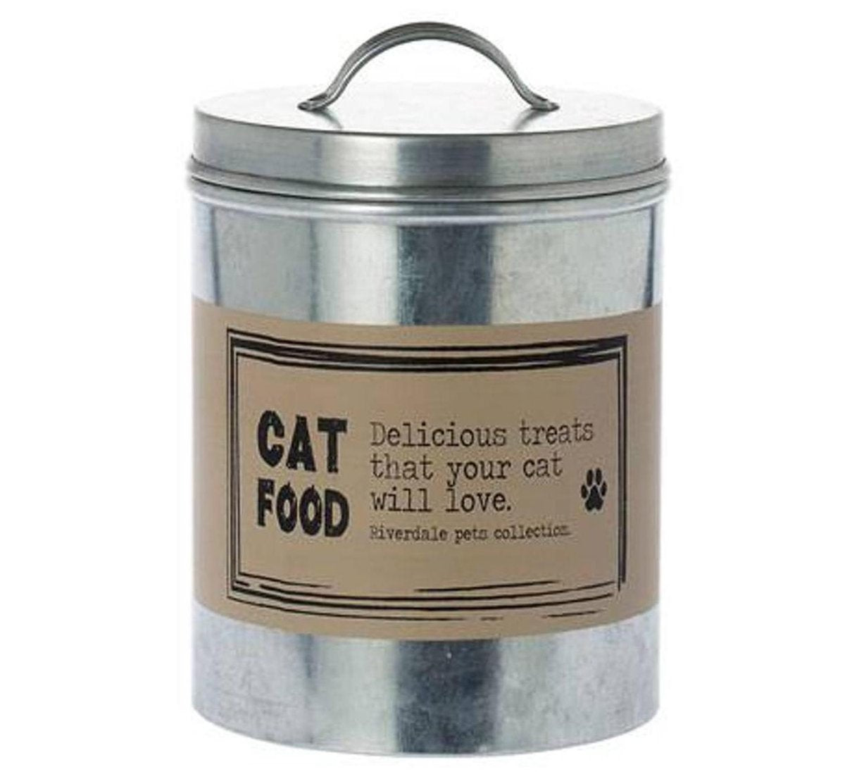 Riverdale Blik Cat zilver 17cm - Opbergblik - Kattenvoer