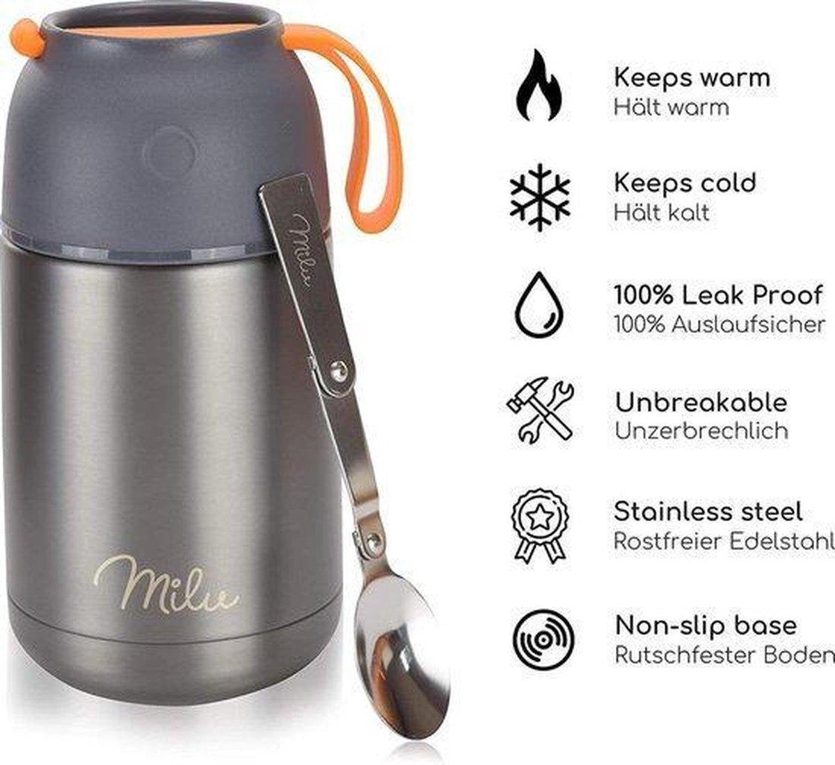 Thermische Container Lunchbox 650 ml | Roestvrijstalen geïsoleerde container voor warm voedsel
