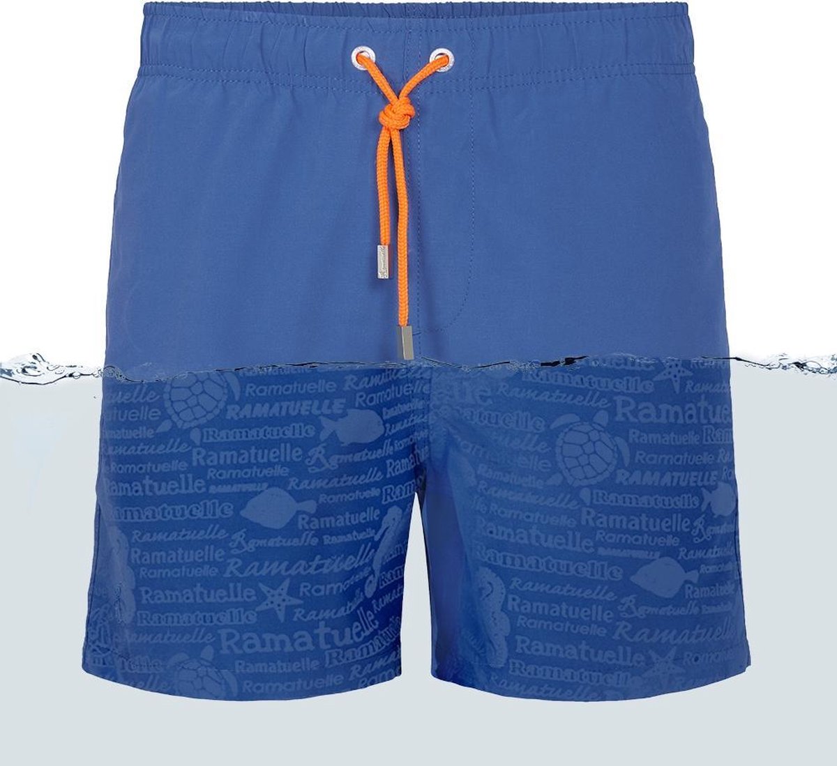 Ramatuelle Zwembroek Heren - Magic print Zwembroek  - Print zichtbaar zodra zwembroek nat wordt. - Maat S  - Kleur  Blauw / Deep Sea