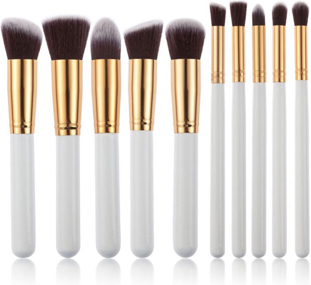 Kabuki Professionele Make-up Kwasten - Kwastenset - Wit/Goud - 10 delig