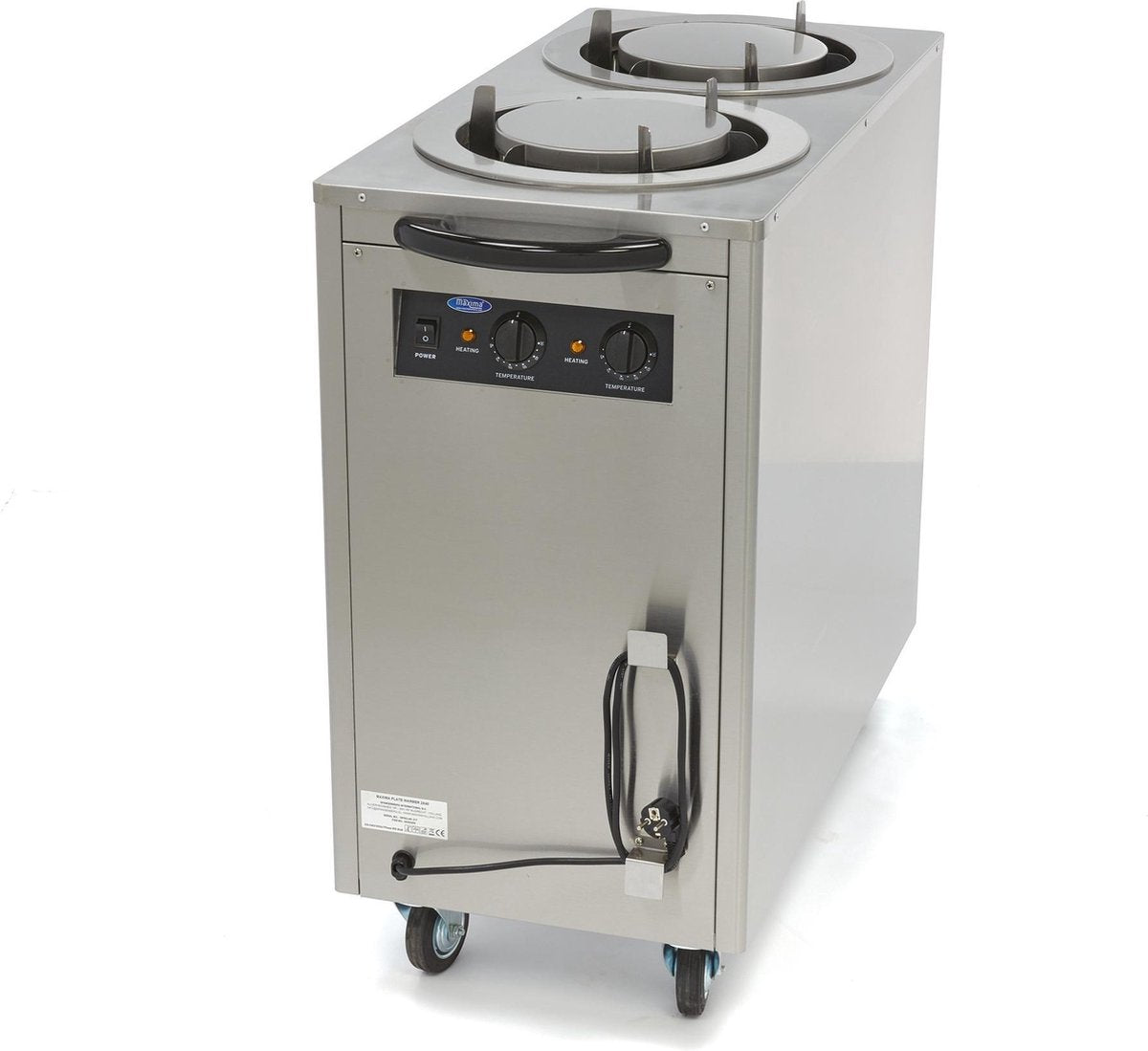 Bordenwarmer / Bordendispenser 80 stuks tot 30 cm - RVS - Temperatuur 30 tot 85 Graden - 4 Wielen - Horeca Bordenwarmhoudkast - Maxima