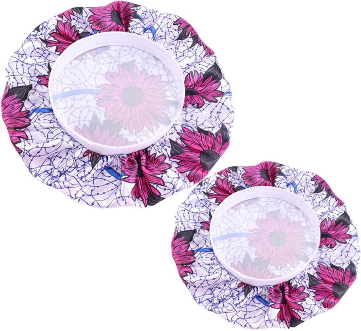 Cabantis Bonnet|Twinning Moeder en Dochter|Moeder Cadeau|Cadeau Meisje|Haar|Slaapmuts| Wit met roze bloemen| Witte Band