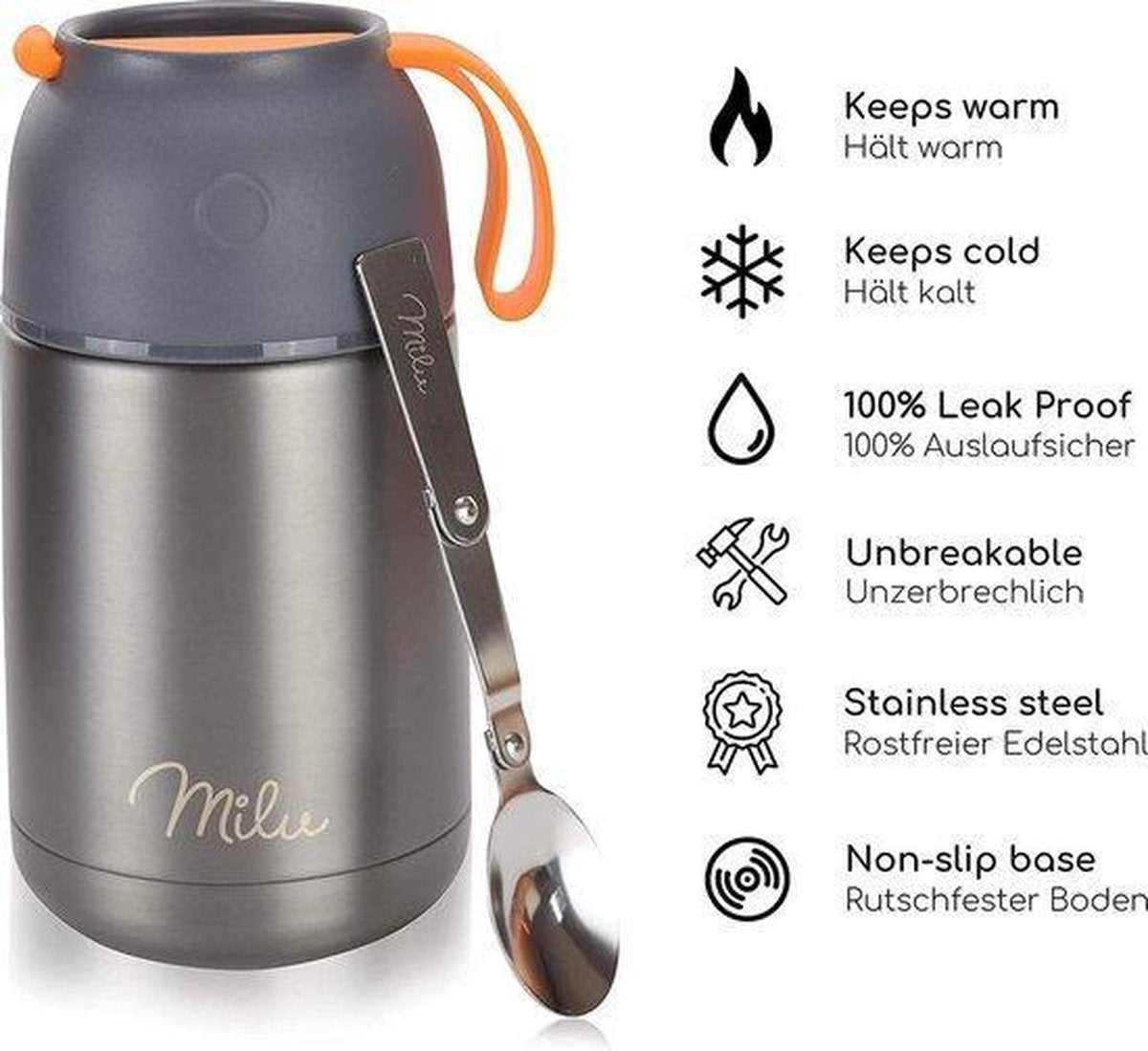 Thermische Container Lunchbox 650 ml | Roestvrijstalen geïsoleerde container voor warm voedsel