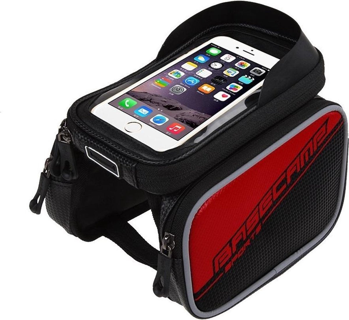 BaseCamp telefoonhouder fiets - Universeel - Opbergruimte - Zwart / Rood