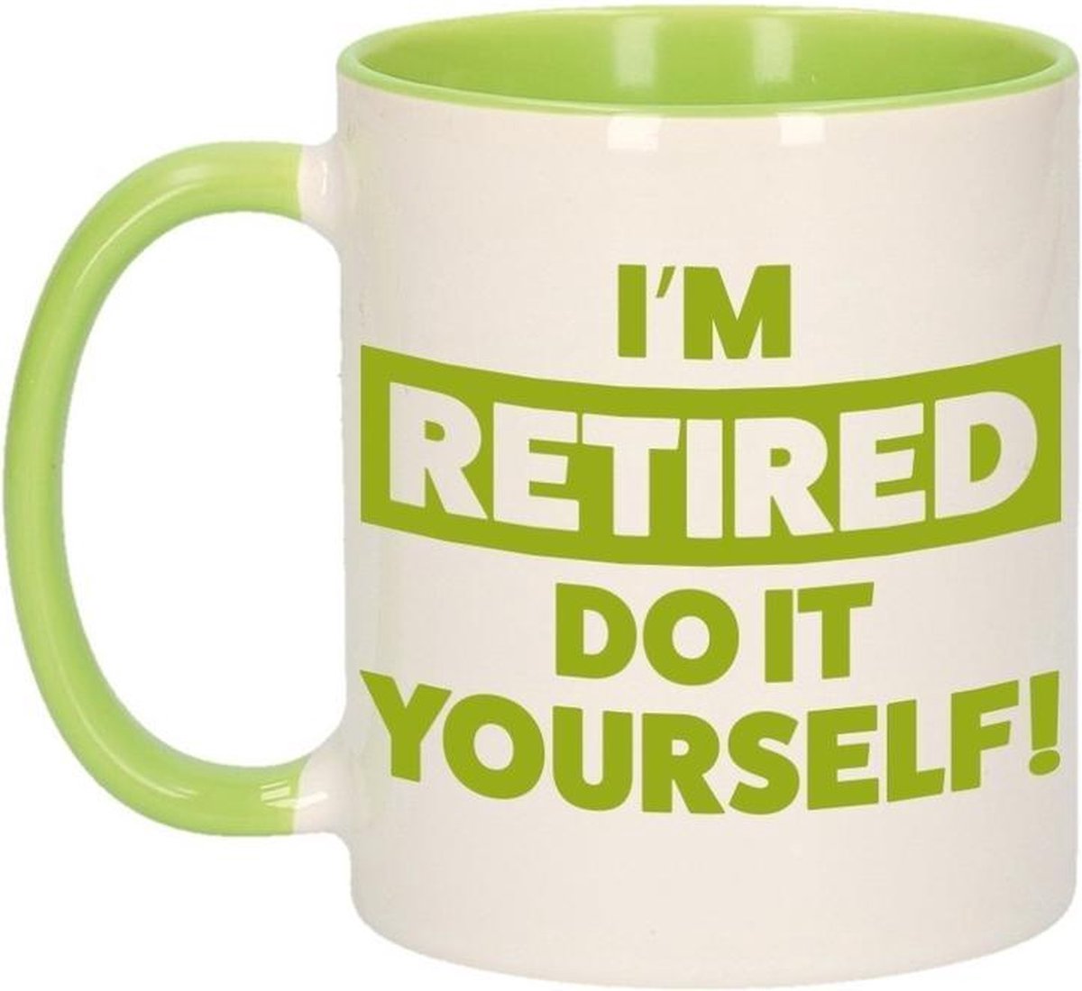 Pensioen kado mok  groen I'm retired do it yourself!  300ml
