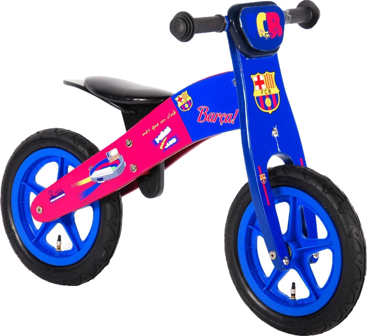FC Barcalona Houten Loopfiets - Jongens - 12 inch - Blauw/Rood