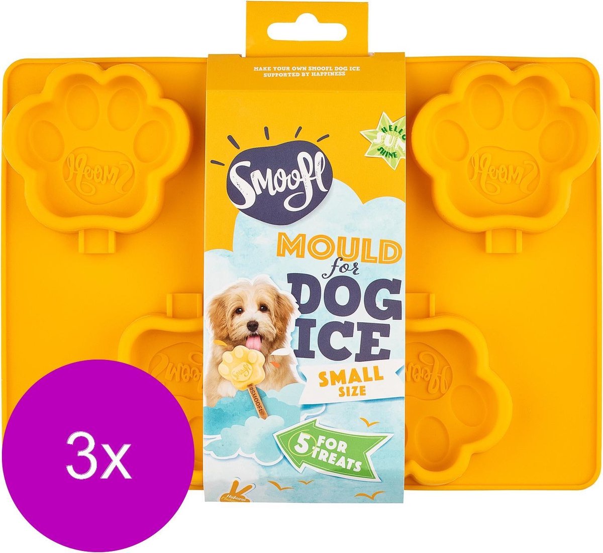 Smoofl Honden Ijsvorm - Hondensnacks - 3 x 210 g Geel Small