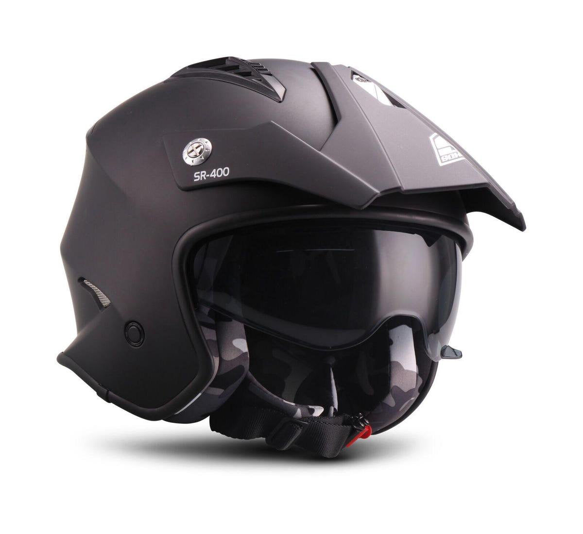 SOXON SR-401 Mono BLACK - Zwarte jethelm
