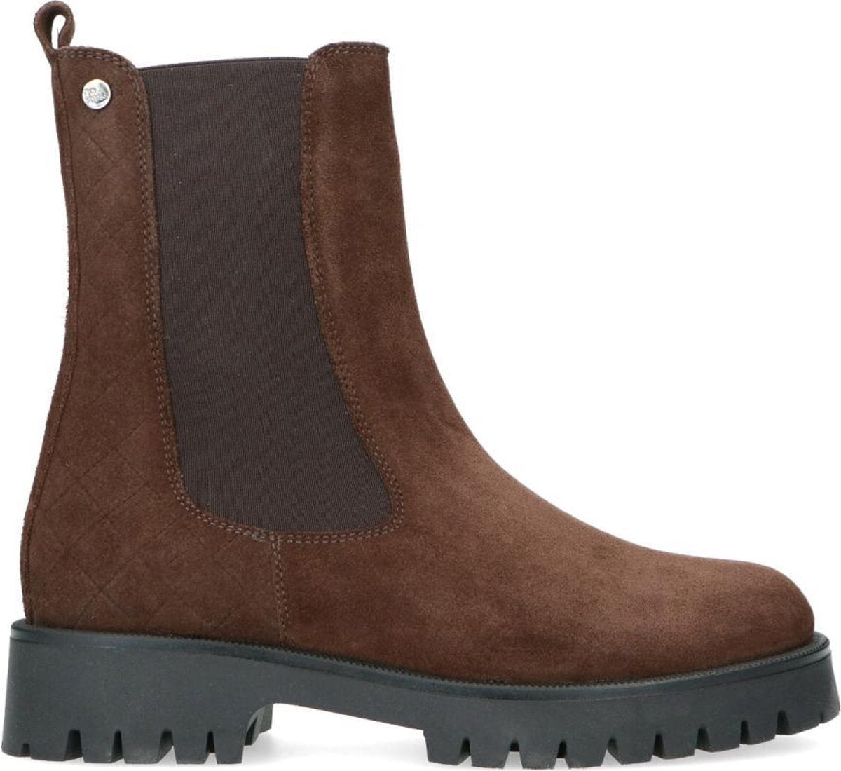Manfield - Dames - Bruin suède chelsea boots met rits - Maat 37