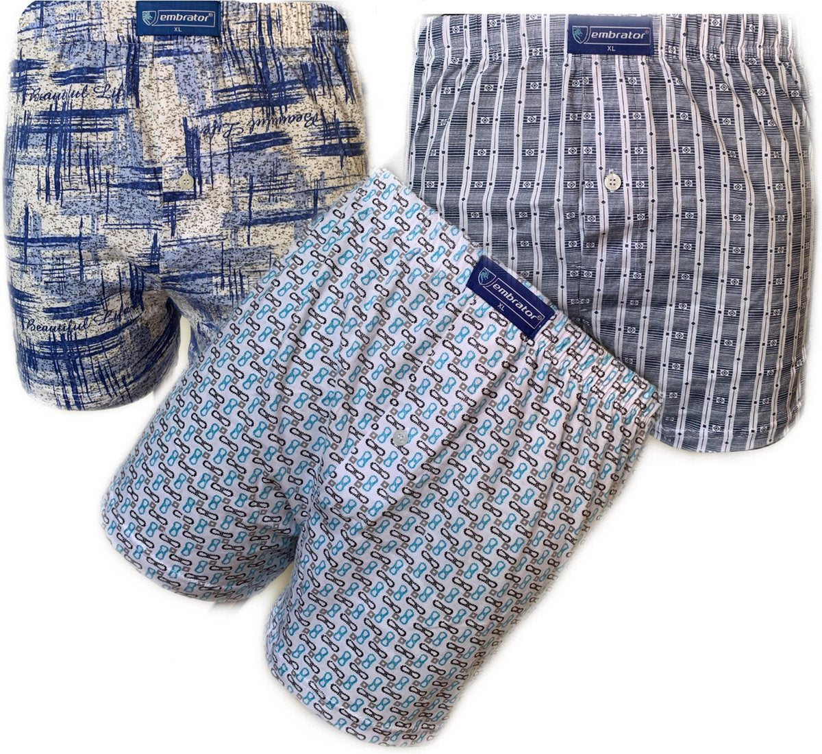Embrator 3-stuks mannen Boxershorts Loose Fit katoen maat XL