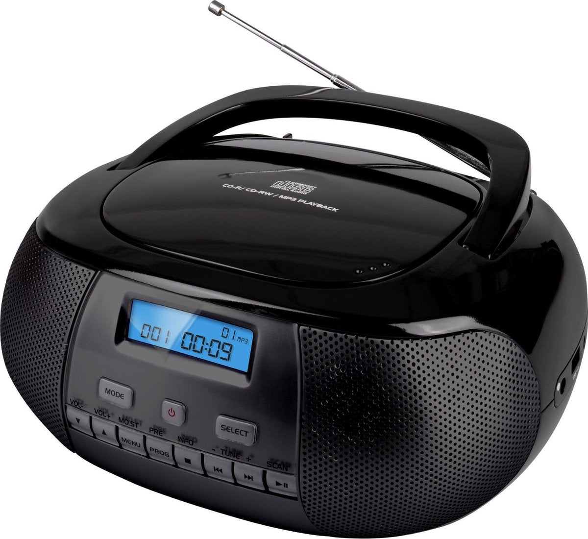 Nikkei NPRD58BK - Draagbare DAB+ Radio/CD-speler