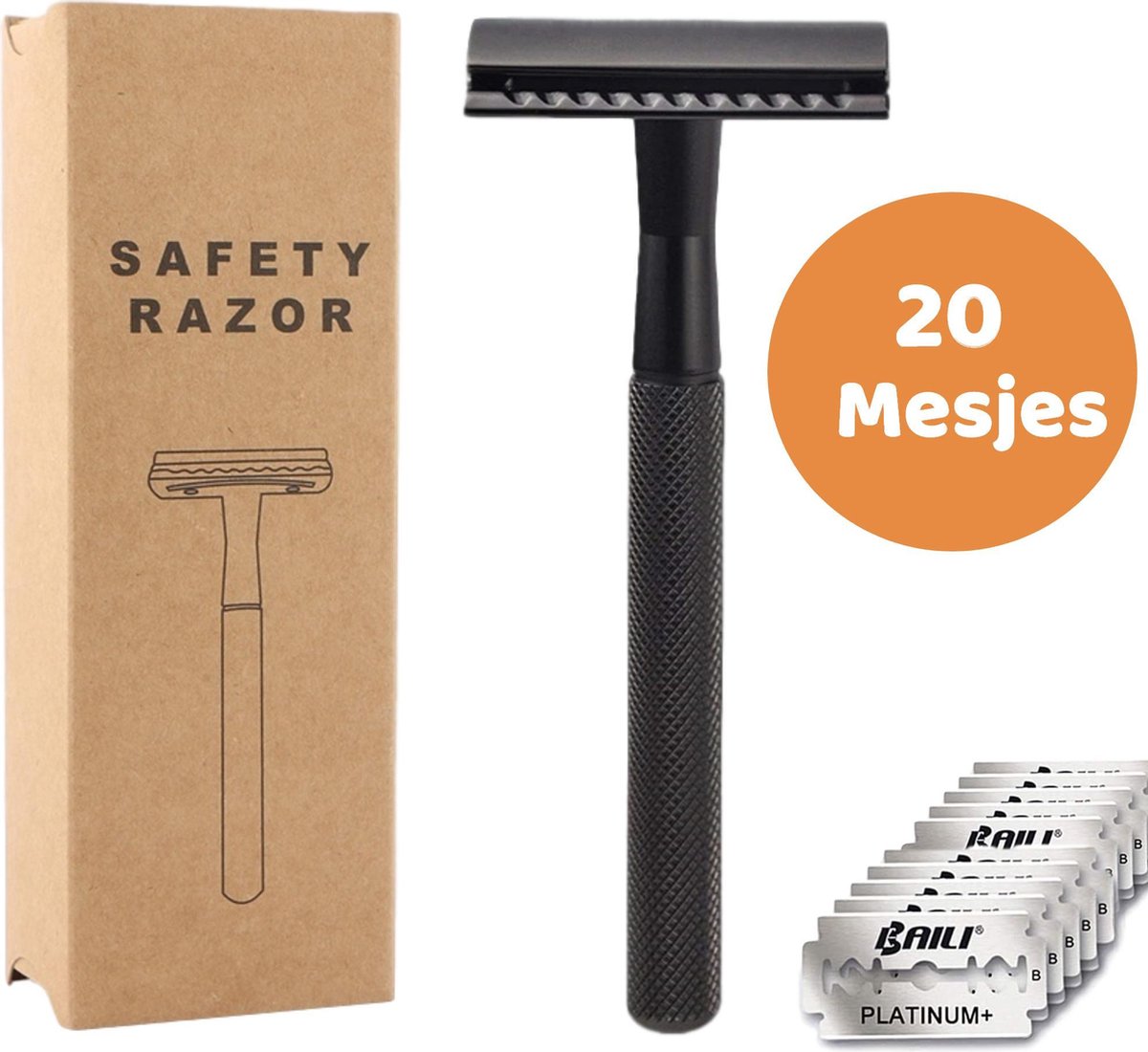 Safety Razor - Scheermes - Duurzaam Scheren - Double Edge Scheermes - Zwart