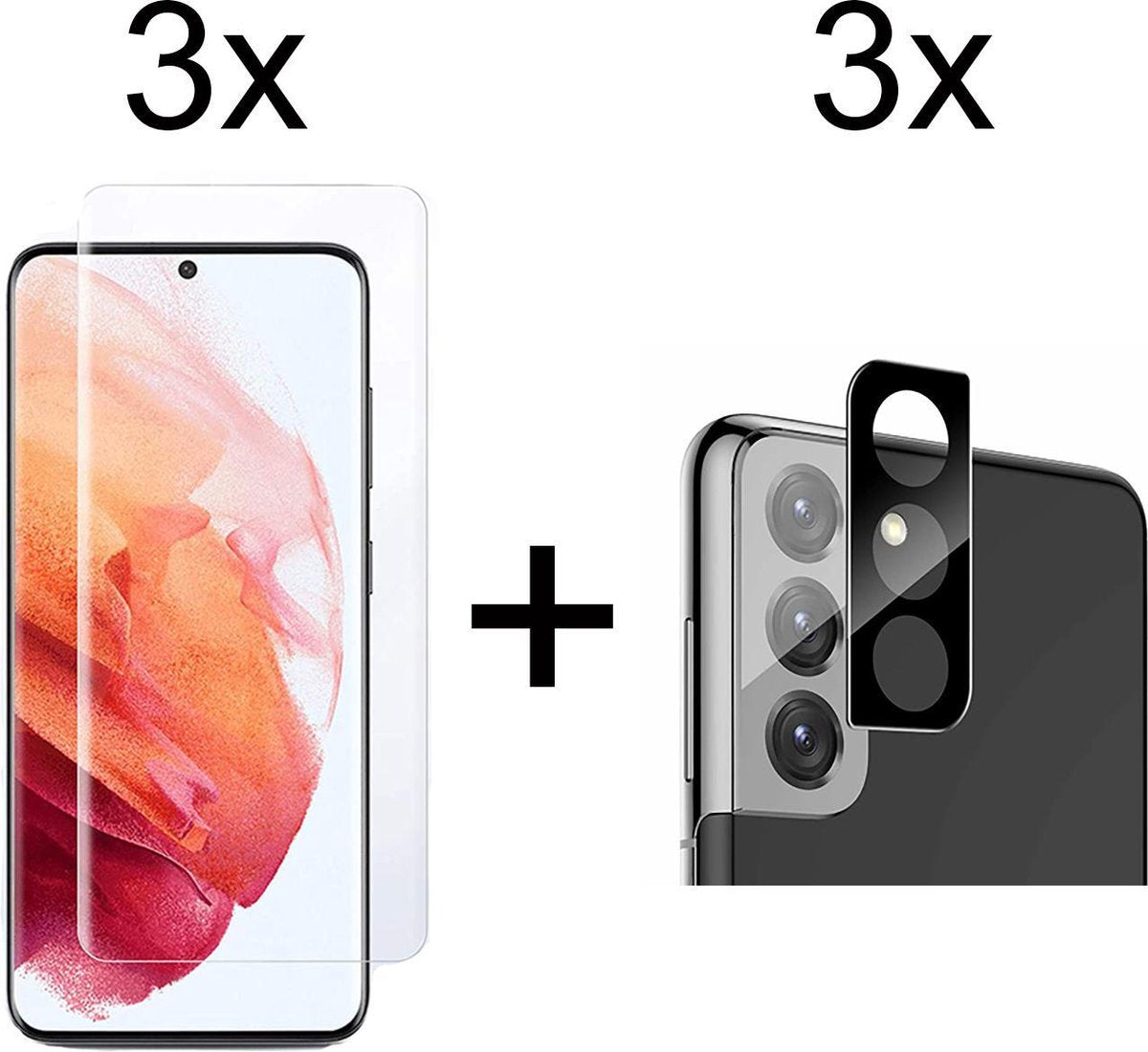 Beschermglas Samsung S21 screenprotector 3 stuks - Samsung Galaxy S21 screen protector camera lens - 3 stuks - Samsung Galaxy S21 screenprotector glas