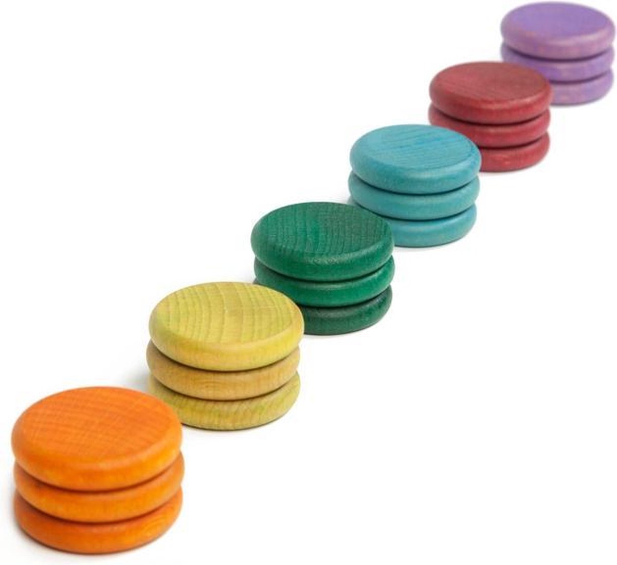 Grapat Houten Speelgoed 18 x Munten (6 extra kleuren)