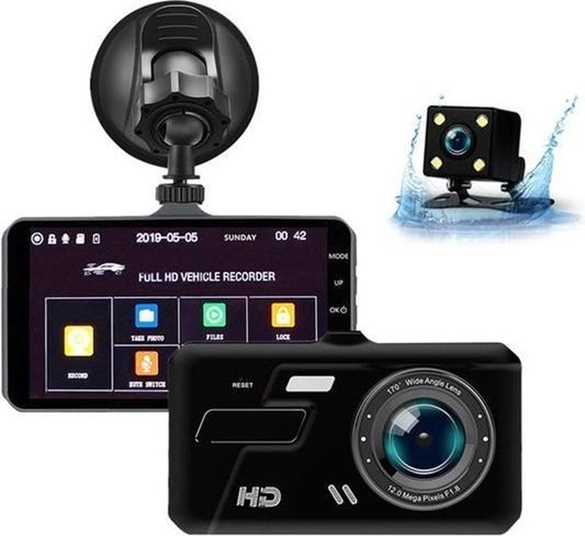 TechU™ Dashcam 4K MO6 Pro Dual Camera – GPS Tracker – Full HD Camera – Super Nachtvisie – Loop Recording – Bewegingssensor – G-sensor – Voor én Achter Autocamera