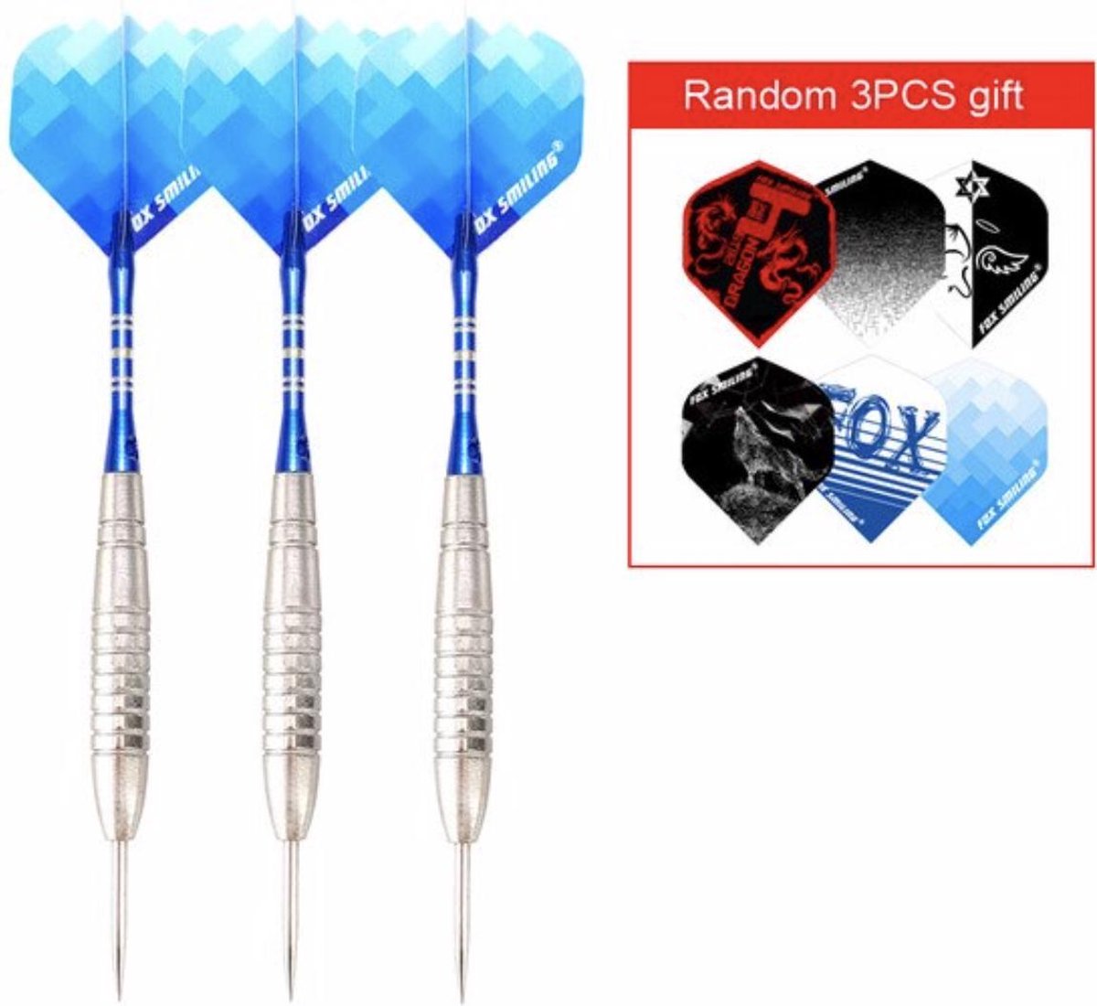 WiseGoods Professionele Dartpijlen met Aluminium Shaft en Stalen Tip - Met 3 Extra Flights - 23 g - Zilver / Blauw - 3 Stuks