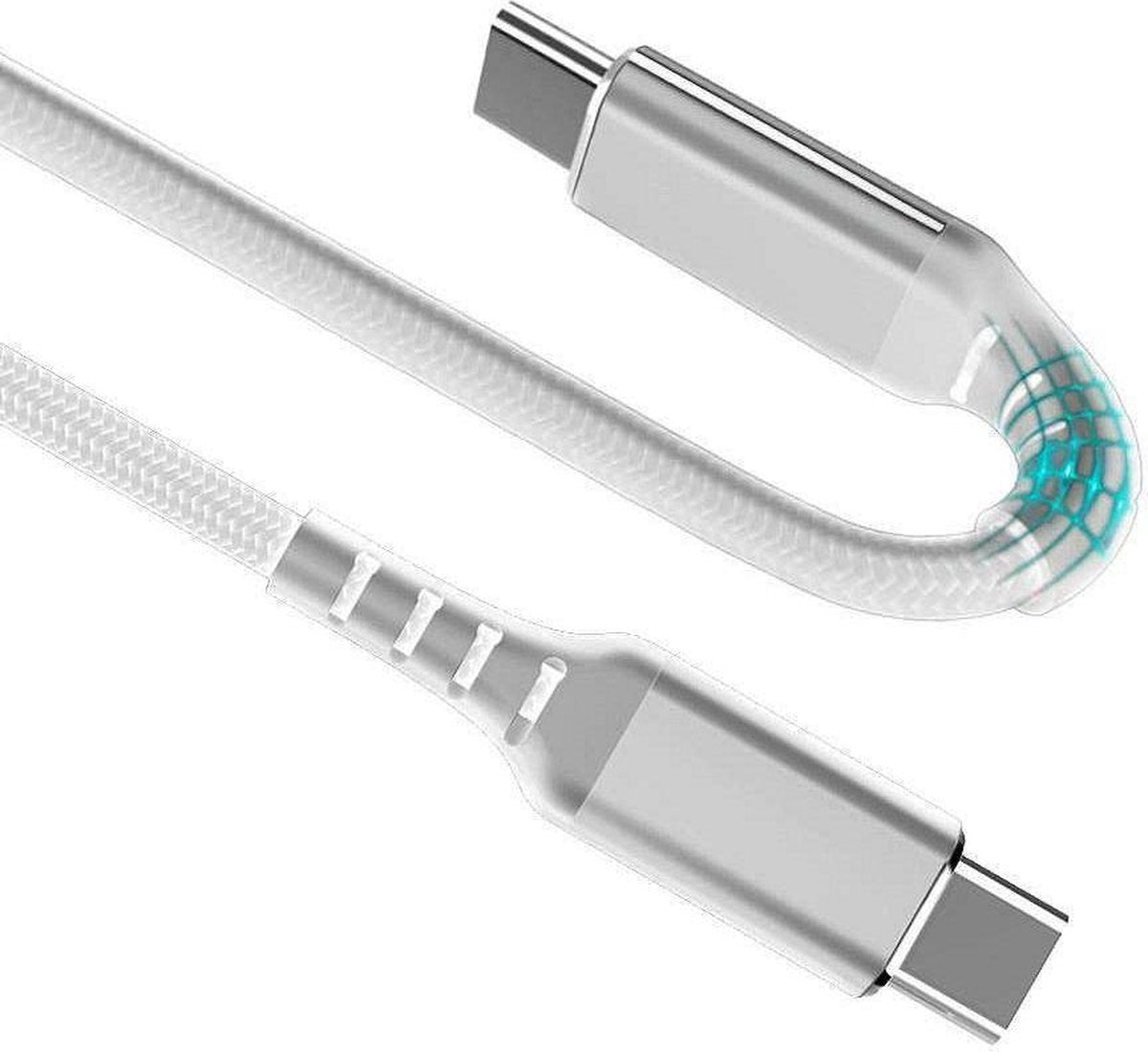 USB C kabel | C naar C | USB 3.1 | Extra buigbaar | Wit | 3 meter | Allteq