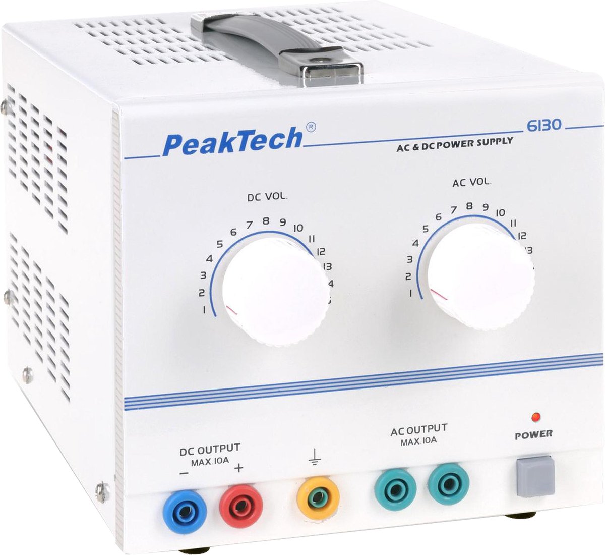 PeakTech 6130 AC / DC laboratoriumvoeding 1 - 15 V / 10 A