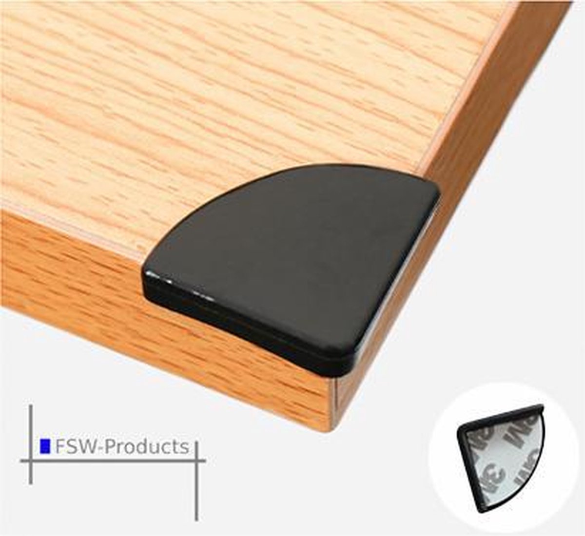 FSW-Products - 4 Stuks - Siliconen Tafel Hoekbeschermers Set - Zwart - 3M Tape - Tafelhoek Beschermers - Beschermhoeken - Veiligheid Baby Peuter en Kind - Zelfklevende tafelhoek beschermers - Tafelhoekjes bescherming - Kinderbeveiliging