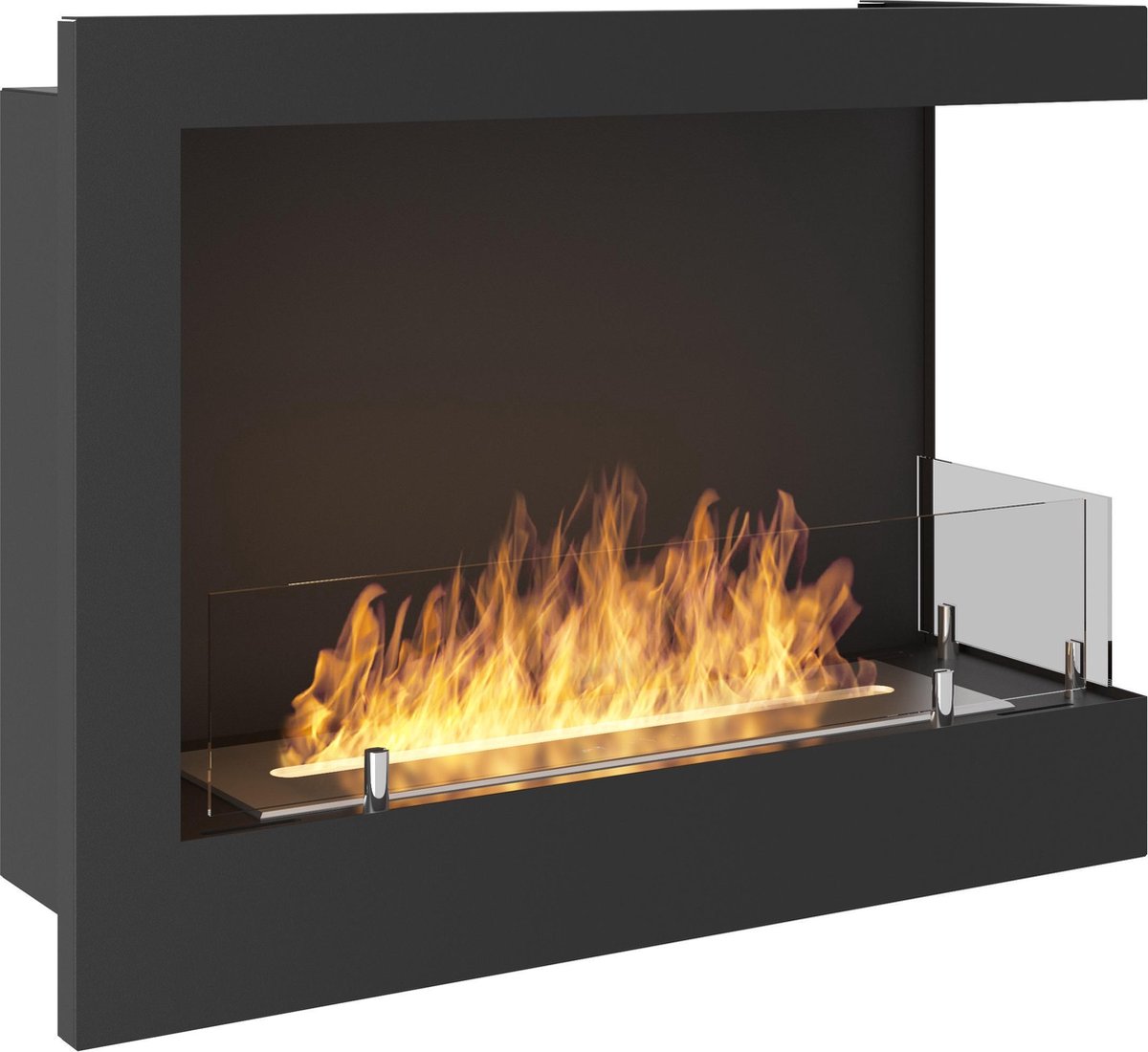Infire - bio ethanol haard hoek rechts - sfeerhaard  met glas - inzethaard 60x45cm.