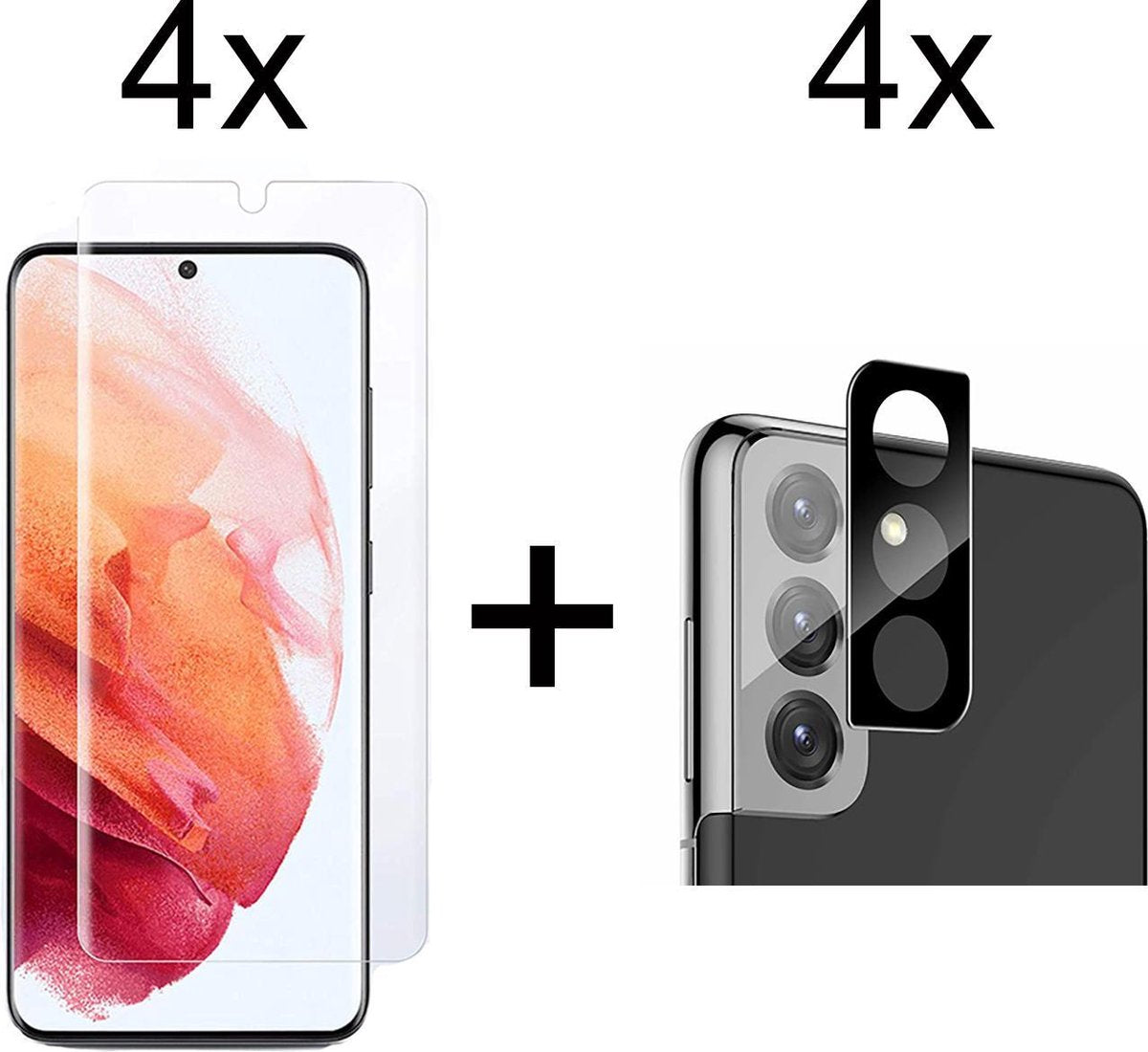 Beschermglas Samsung S21 Plus screenprotector 4 stuks - Samsung Galaxy S21 Plus screen protector camera lens - 4 stuks - Samsung Galaxy S21 Plus screenprotector glas