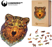 Luminero™  Houten Beer Jigsaw Puzzel - A3 Formaat Jigsaw - Unieke 3D Puzzels - Huisdecoratie - Wooden Puzzle - Volwassenen & Kinderen - Incl. Houten Doos
