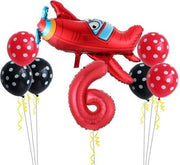 8 delig Ballonpakket met groot vliegtuig en cijfer 6