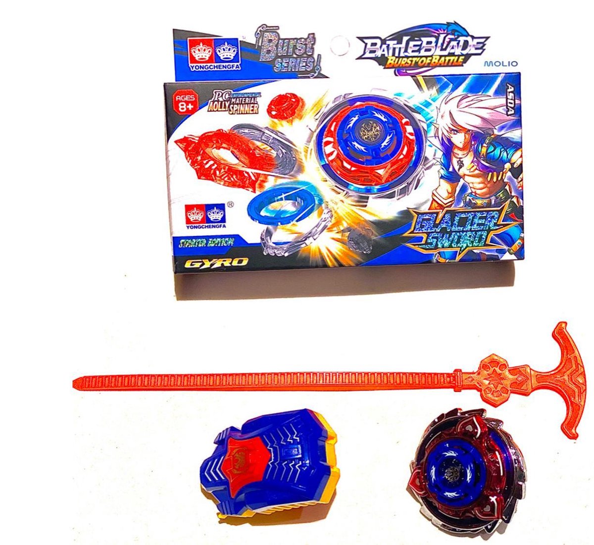 Molio - Tol voor BattleBlade Burst - blauw - inclusief launcher en starterspin - speelgoed - cadeau