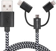 Sandberg Lightning+MicroUSB+USB-C 1m