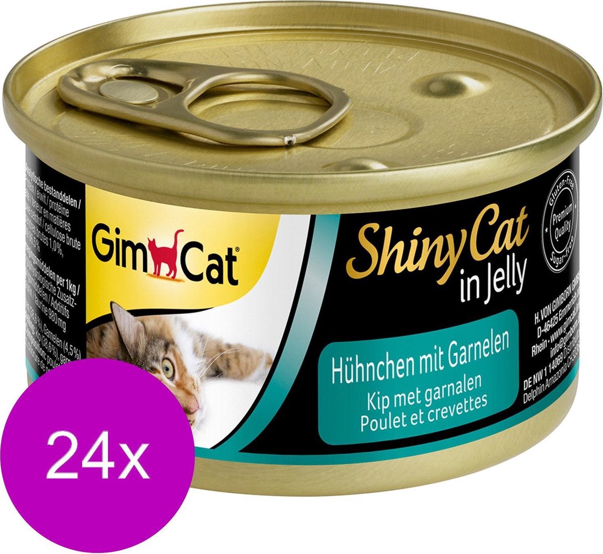 Gimpet ShinyCat - Kip/Garnaal - Kattenvoer - 24 x 70 g