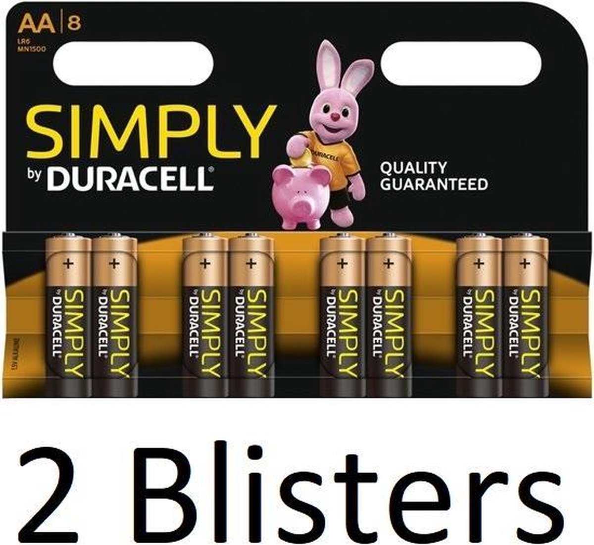 16 Stuks (2 Blisters a 8 st) Duracell AA Simply Batterijen