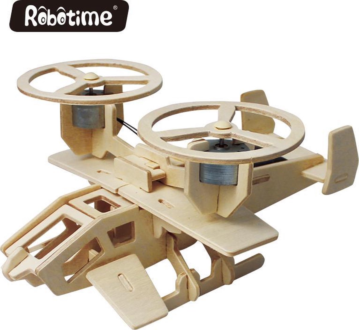 Robotime P350 Samson houten speelgoed vliegtuig met zonnecel